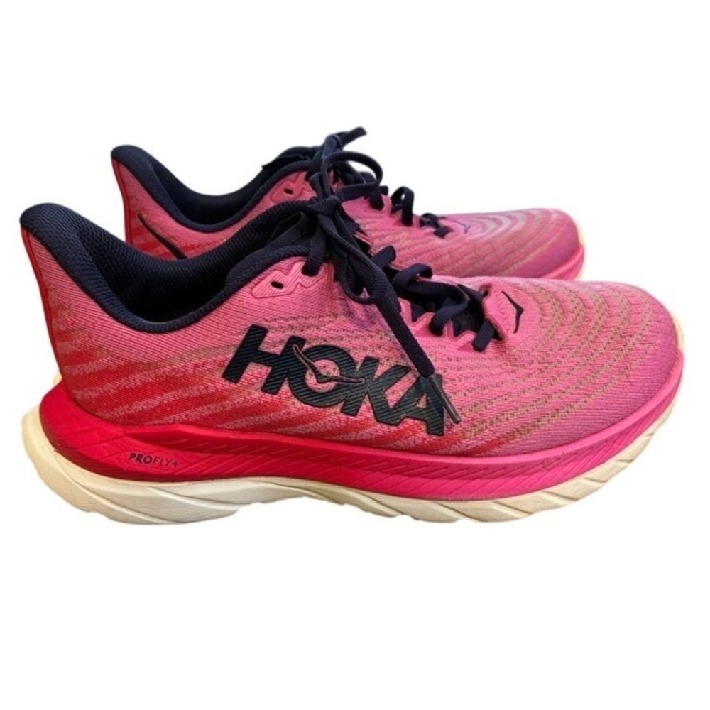 Hoka Mach 5 Running Shoes Women 8.5 Pink Red Excellent Low Profile Sneakers